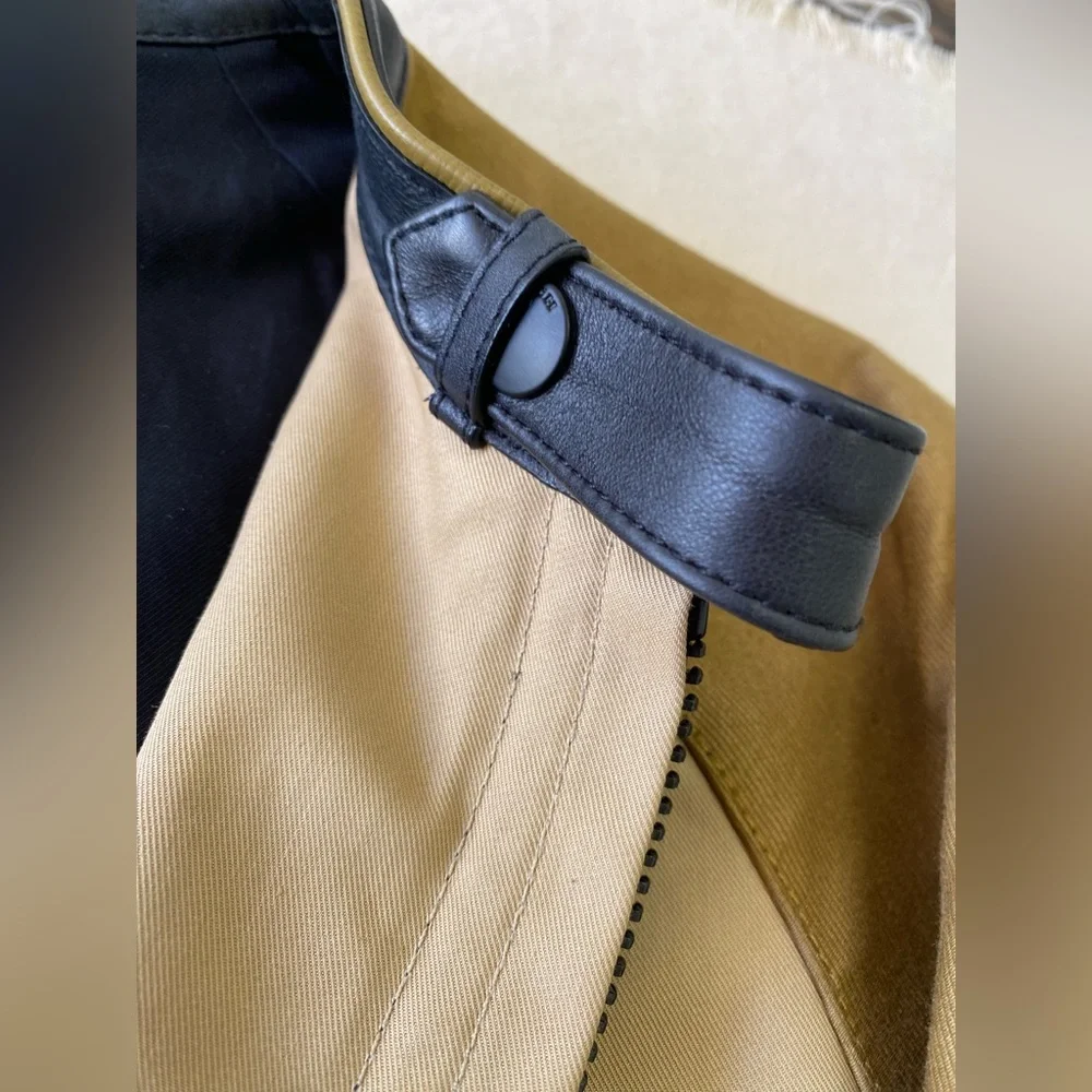Coach Outlet Tan Black Trim Moto Style Utility Zip Front Jacket Luxury Casual XS - Picture 7 of 13